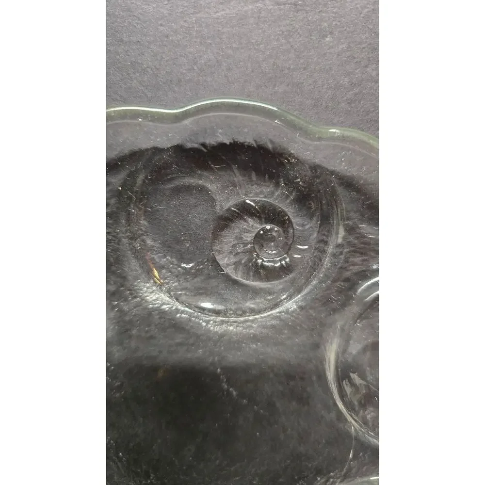 Vintage Clear Pressed Glass Snail Escargot Seafood Plates Set Of 4 Round